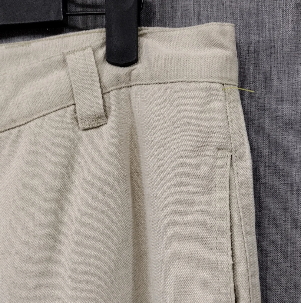 Vintage Dockers Stonewashed Linen Khakis Pants Mens 33x30 Cream Office Retro